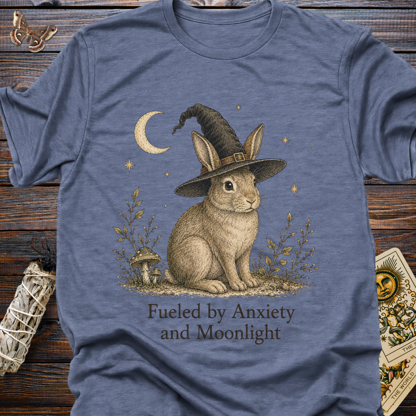 Fueled by Anxiety and Moonlight Bunny Witch Shirt | Funny Witchy Tee