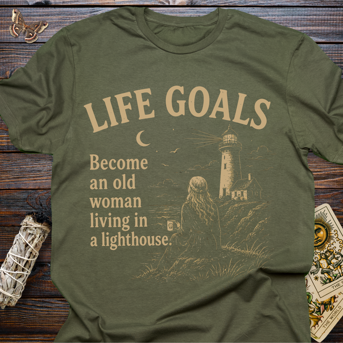Life Goals: Become as Old Woman Living in a Lighthouse T-Shirt
