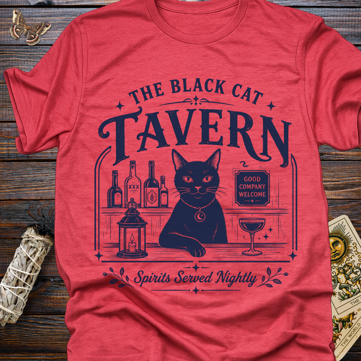 The Black Cat Tavern: Sprits Served Nightly T-Shirt