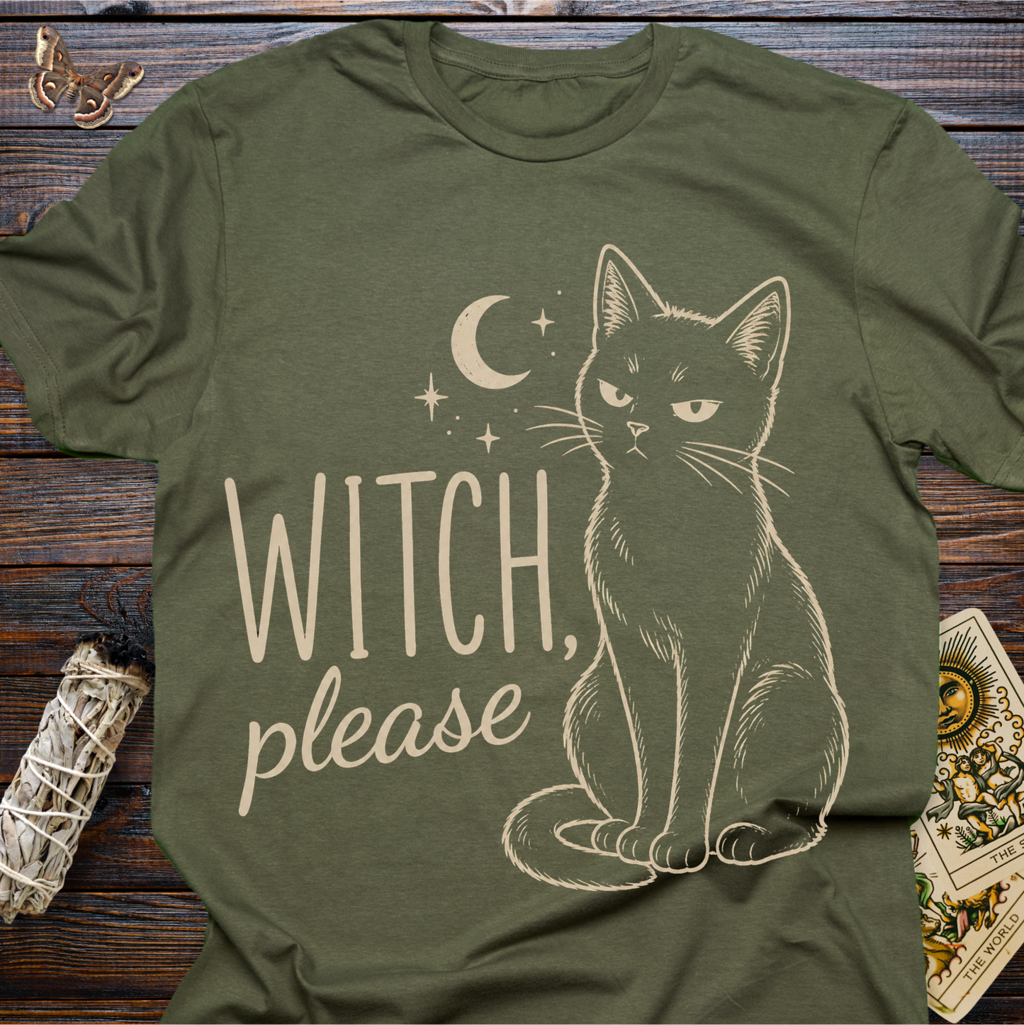 Witch Please Black Cat T-Shirt | Funny Witchy Graphic Tee for Women