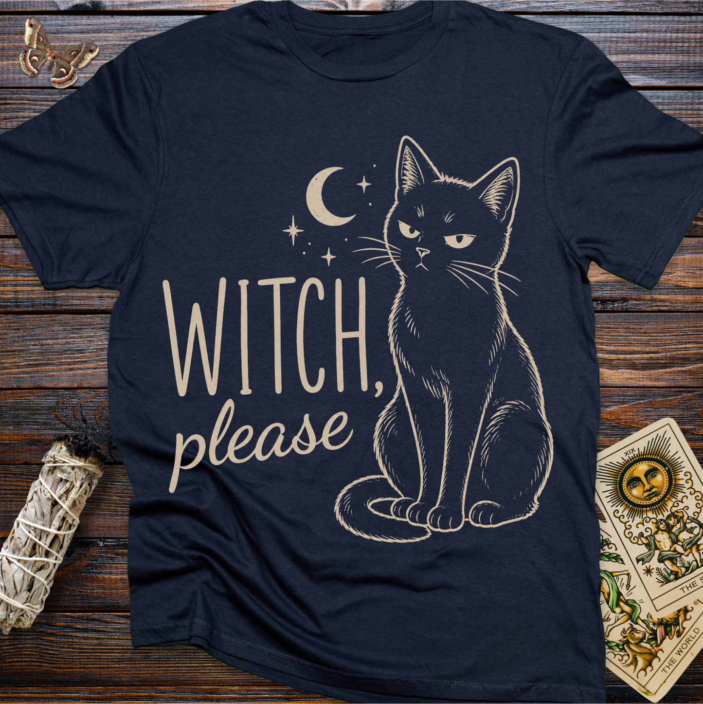 Witch Please Black Cat T-Shirt | Funny Witchy Graphic Tee for Women