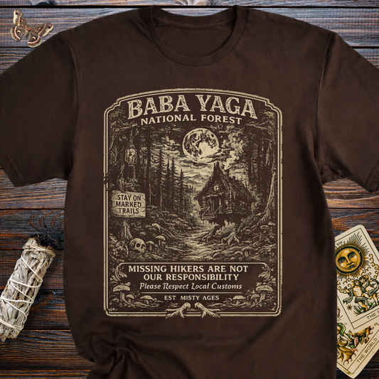 Baba Yaga National Forest Shirt | Slavic Folklore Witch T-Shirt | Gothic Cottagecore Forest Graphic Tee