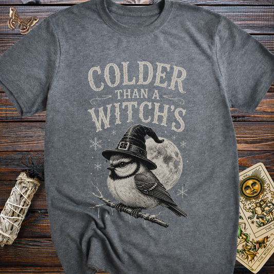 Colder Than a Witch's Shirt | Funny Tit Bird T-Shirt | Winter Witchcore Cottagecore Graphic Tee