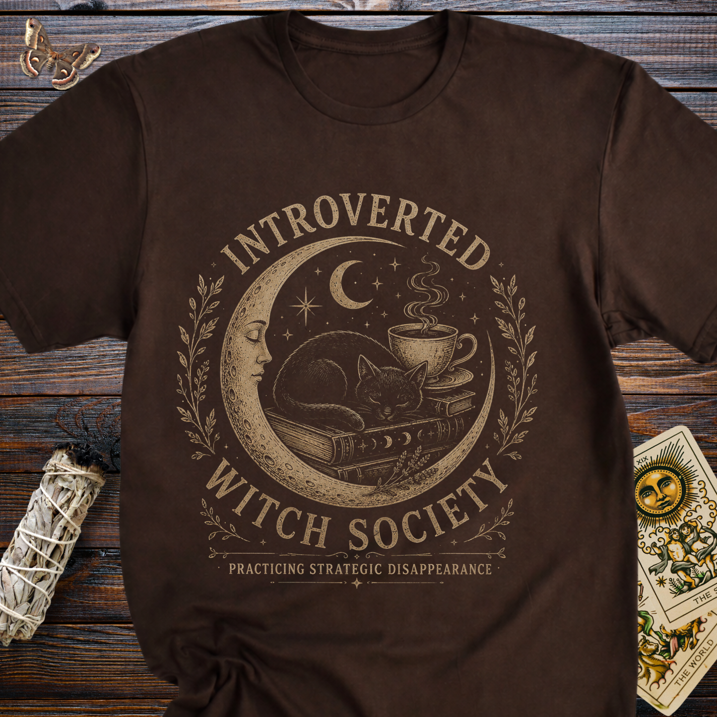 Introverted Witch Society Shirt | Black Cat Witchcore T-Shirt | Cozy Introvert Graphic Tee