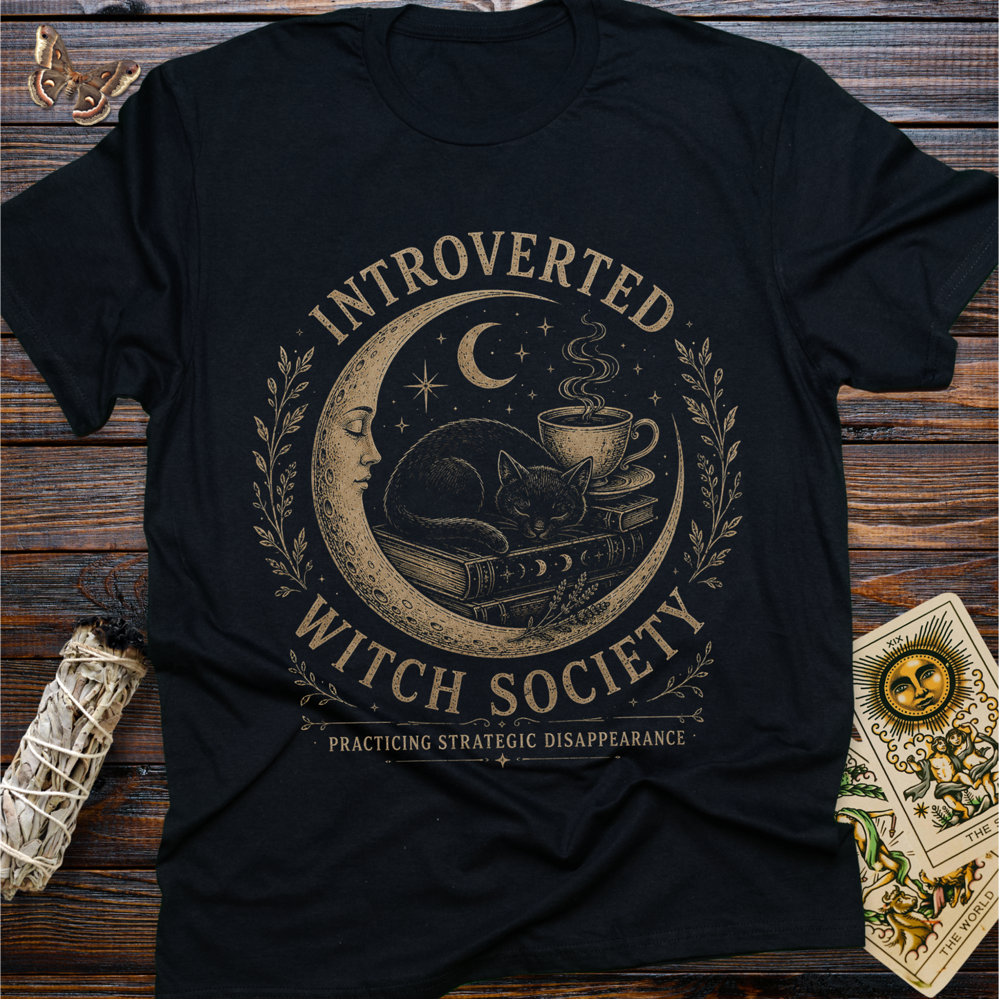 Introverted Witch Society Shirt | Black Cat Witchcore T-Shirt | Cozy Introvert Graphic Tee