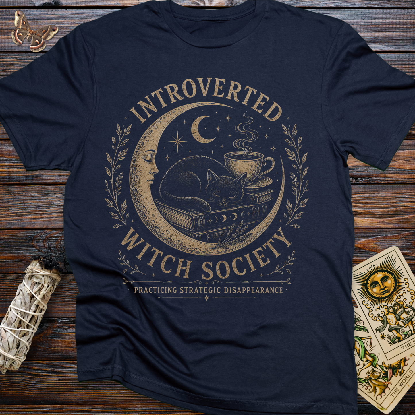 Introverted Witch Society Shirt | Black Cat Witchcore T-Shirt | Cozy Introvert Graphic Tee