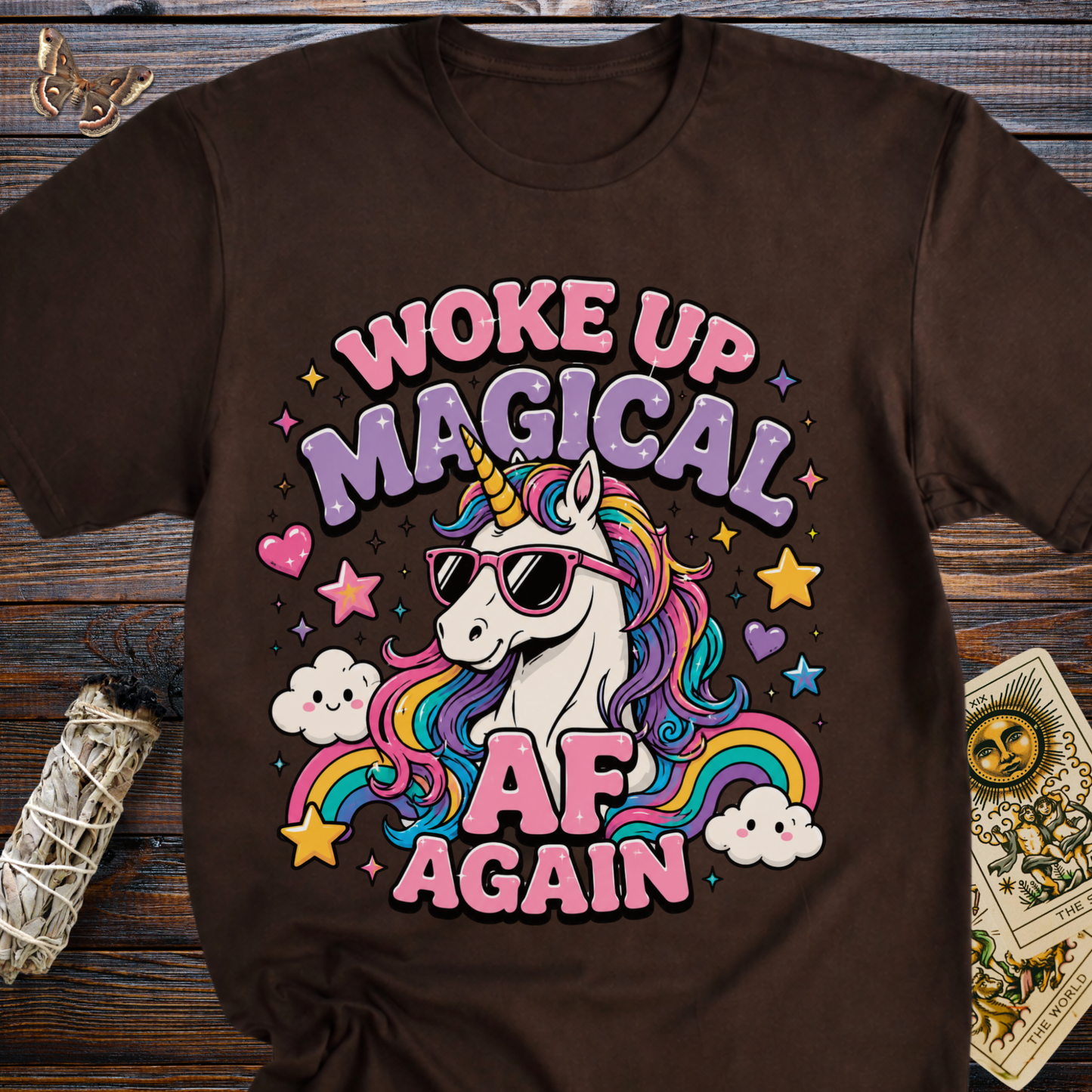 Woke Up Magical Again Unicorn Shirt | Funny Rainbow Unicorn Graphic Tee for Women