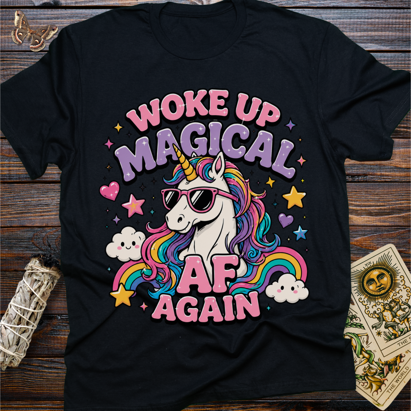 Woke Up Magical Again Unicorn Shirt | Funny Rainbow Unicorn Graphic Tee for Women