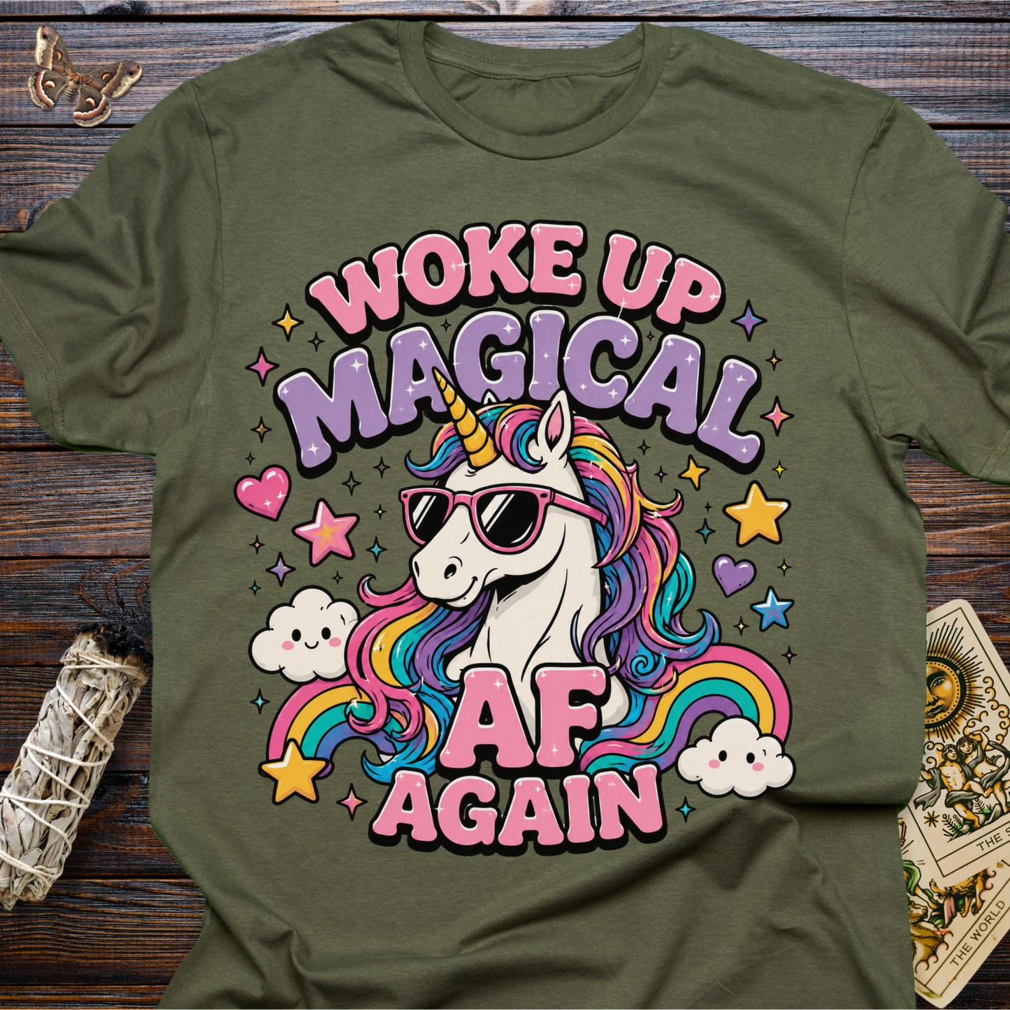 Woke Up Magical Again Unicorn Shirt | Funny Rainbow Unicorn Graphic Tee for Women