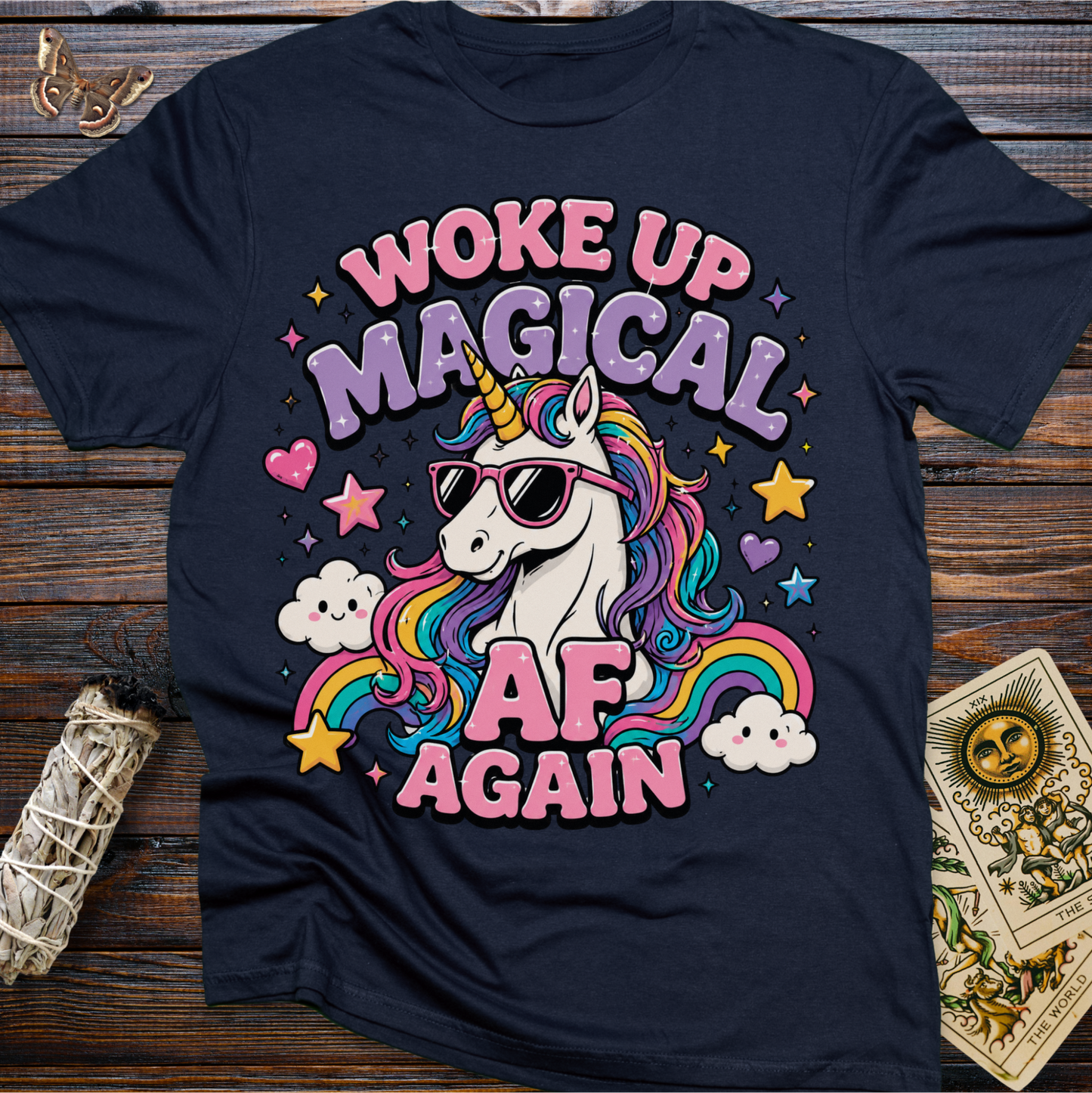 Woke Up Magical Again Unicorn Shirt | Funny Rainbow Unicorn Graphic Tee for Women