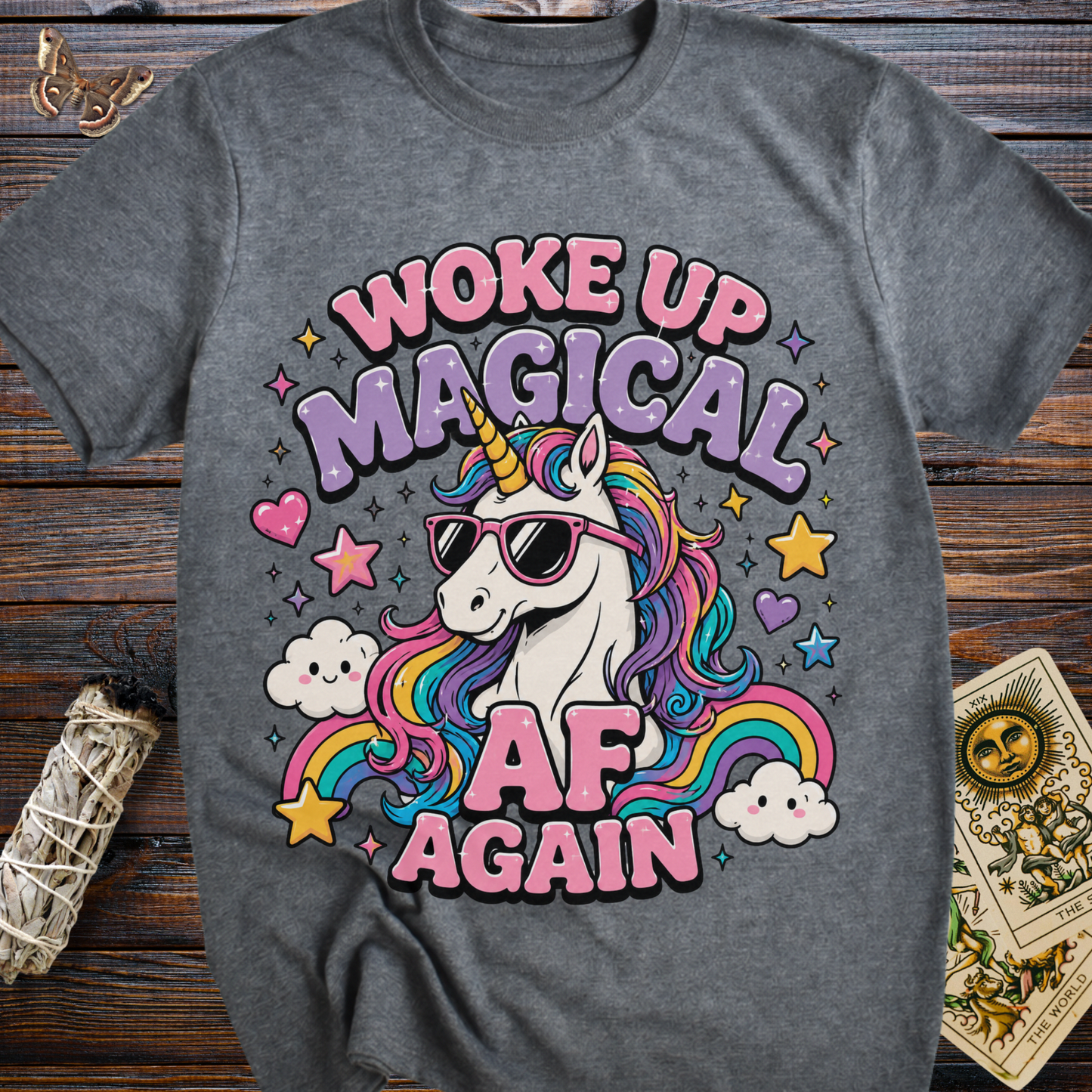 Woke Up Magical Again Unicorn Shirt | Funny Rainbow Unicorn Graphic Tee for Women