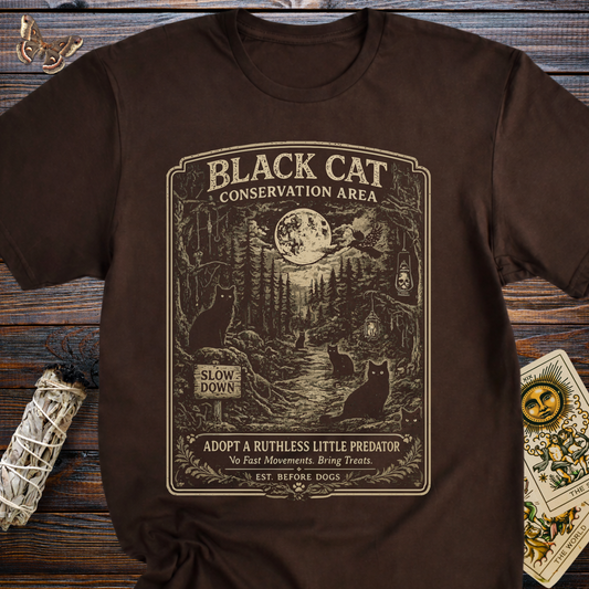 Black Cat Conservation Area Shirt | Vintage Witchy Cat Lover Graphic Tee