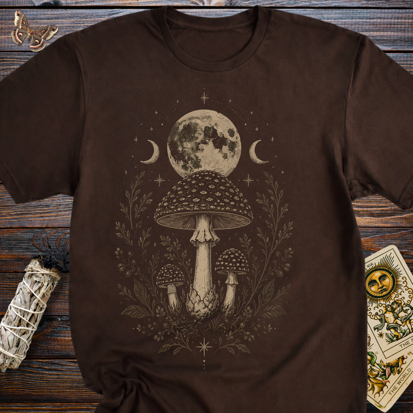 Moonlit Amanita Mushroom Shirt | Witchy Botanical Graphic Tee