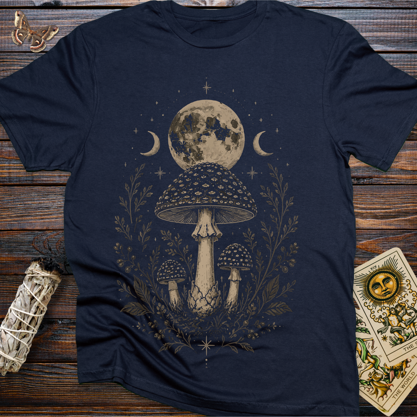 Moonlit Amanita Mushroom Shirt | Witchy Botanical Graphic Tee