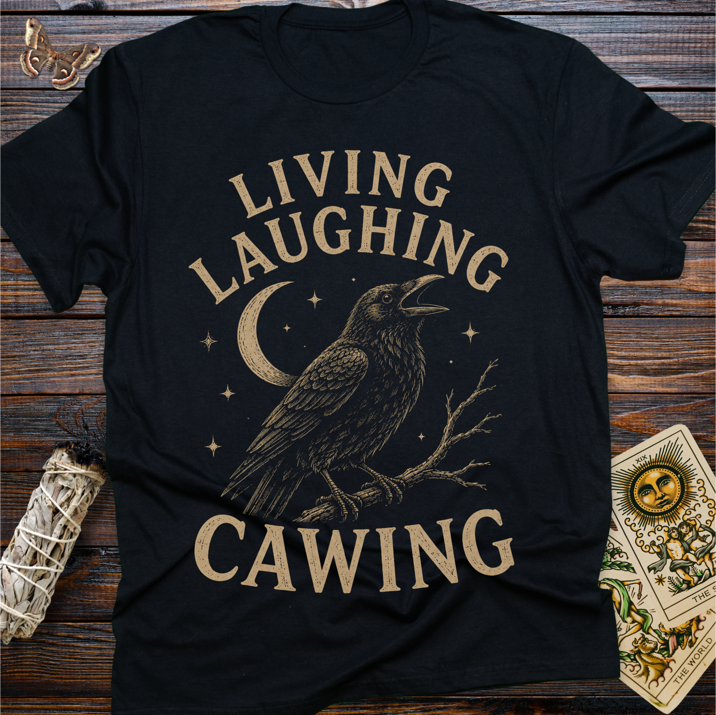 Living Laughing Cawing Raven Shirt | Funny Crow Graphic Tee