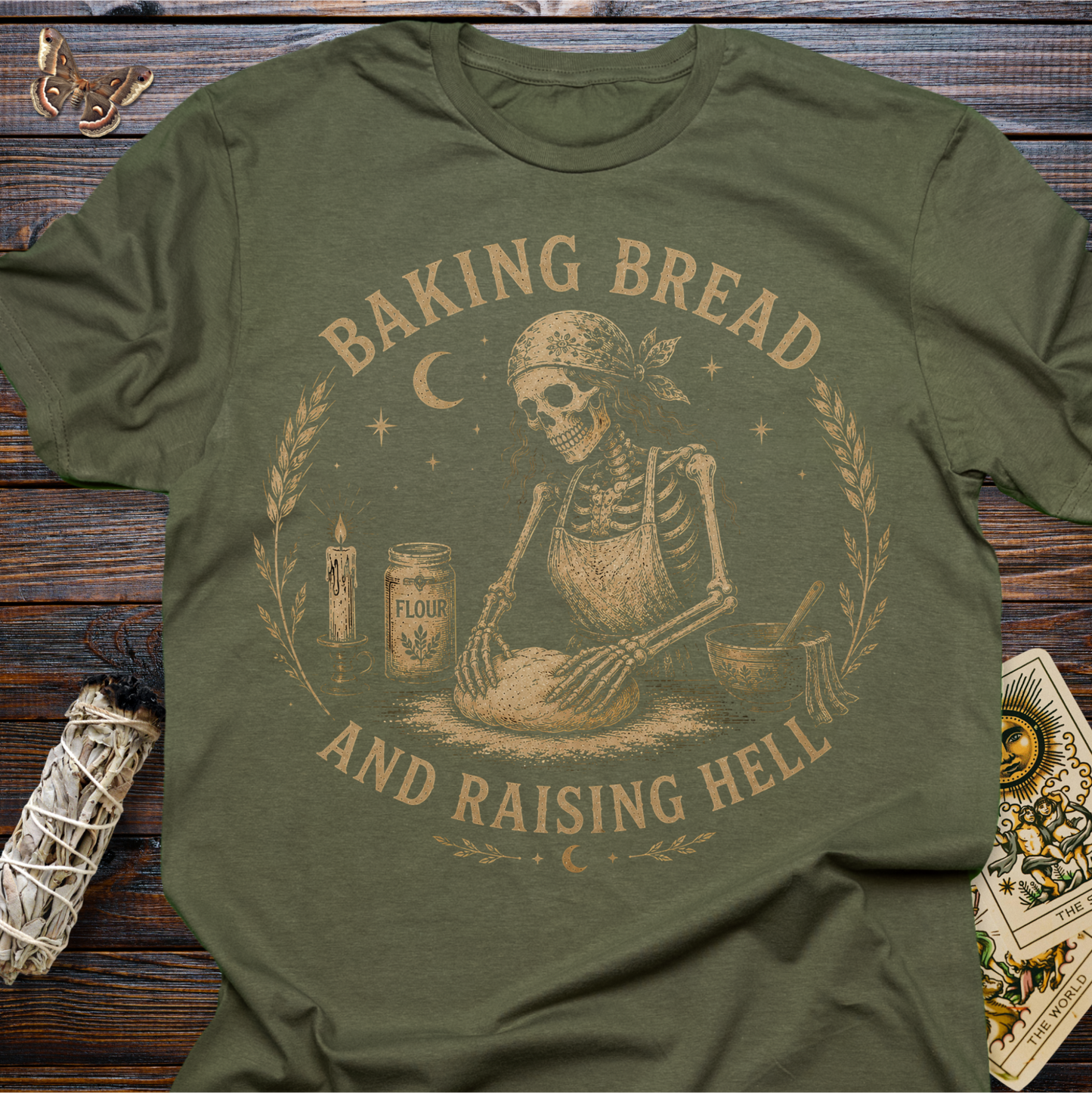 Baking Bread and Raising Hell Shirt | Funny Kitchen Witch Tee