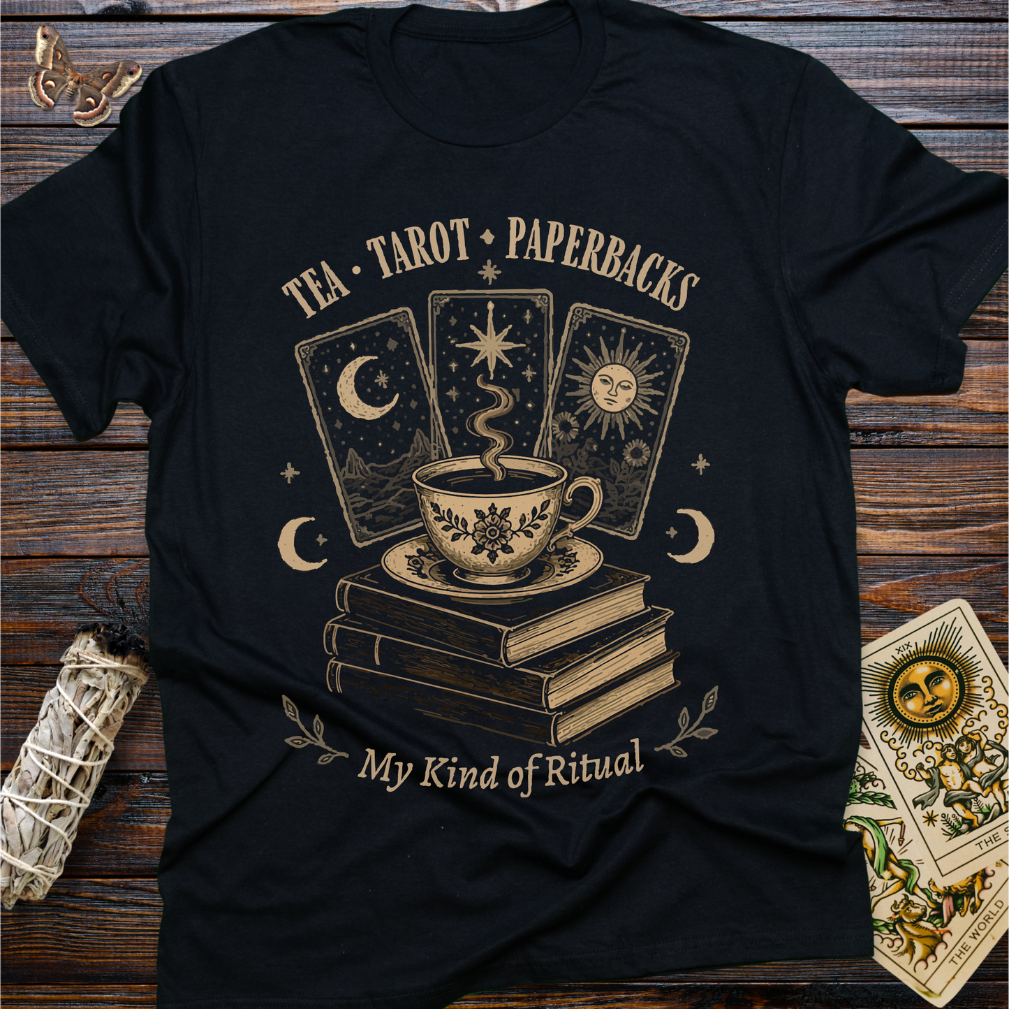 Tea, Tarot, Paperbacks: My Kind of Ritual T-Shirt