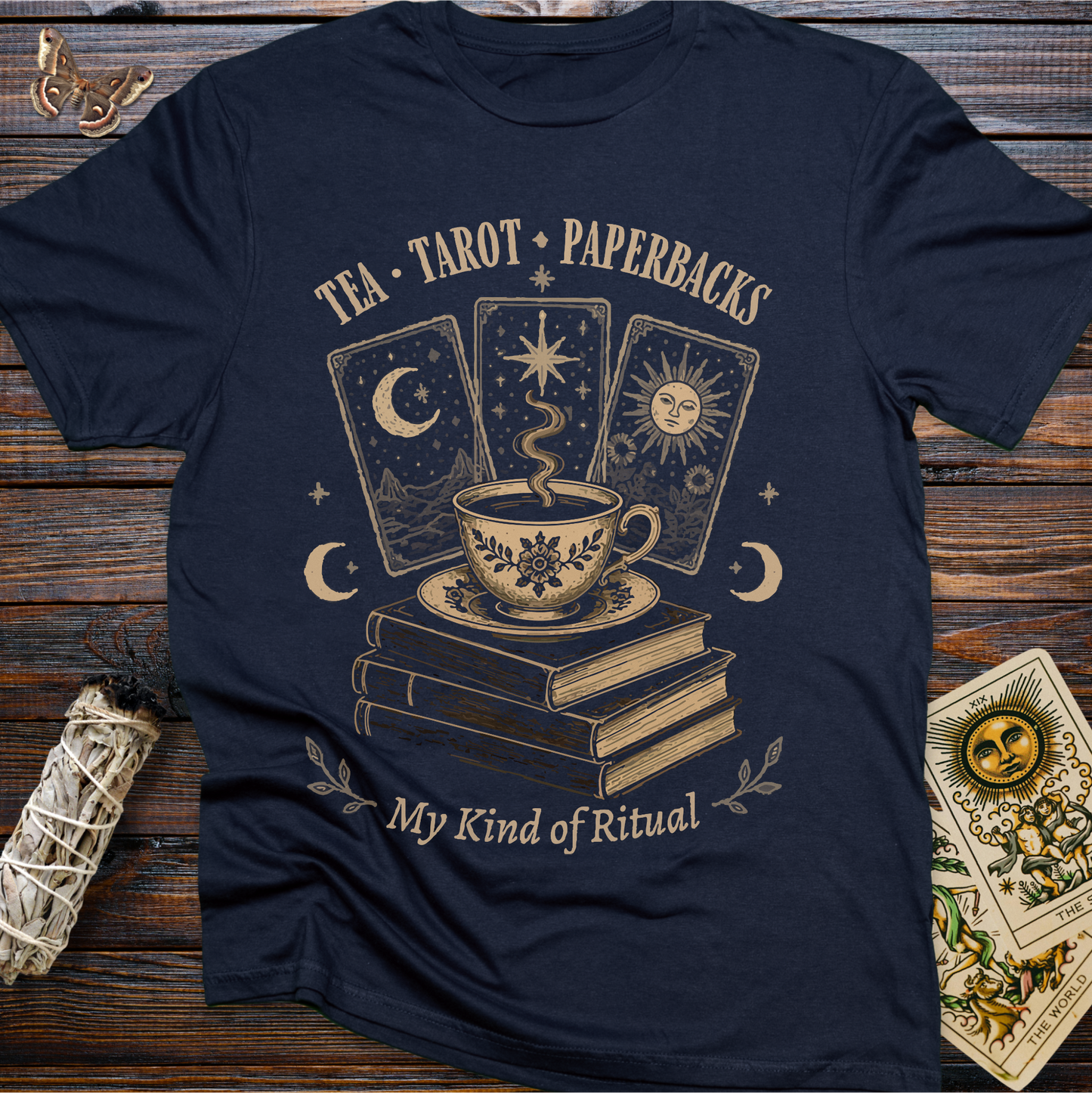 Tea, Tarot, Paperbacks: My Kind of Ritual T-Shirt