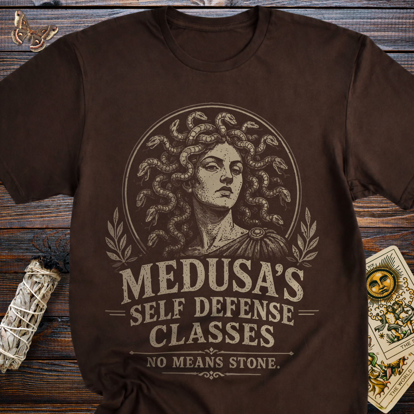 Medusa's Self Defense Classes No Means Stone T-Shirt