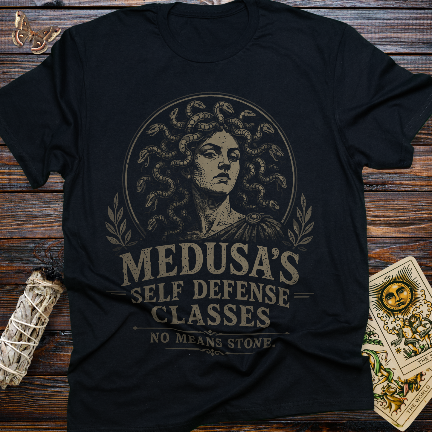 Medusa's Self Defense Classes No Means Stone T-Shirt