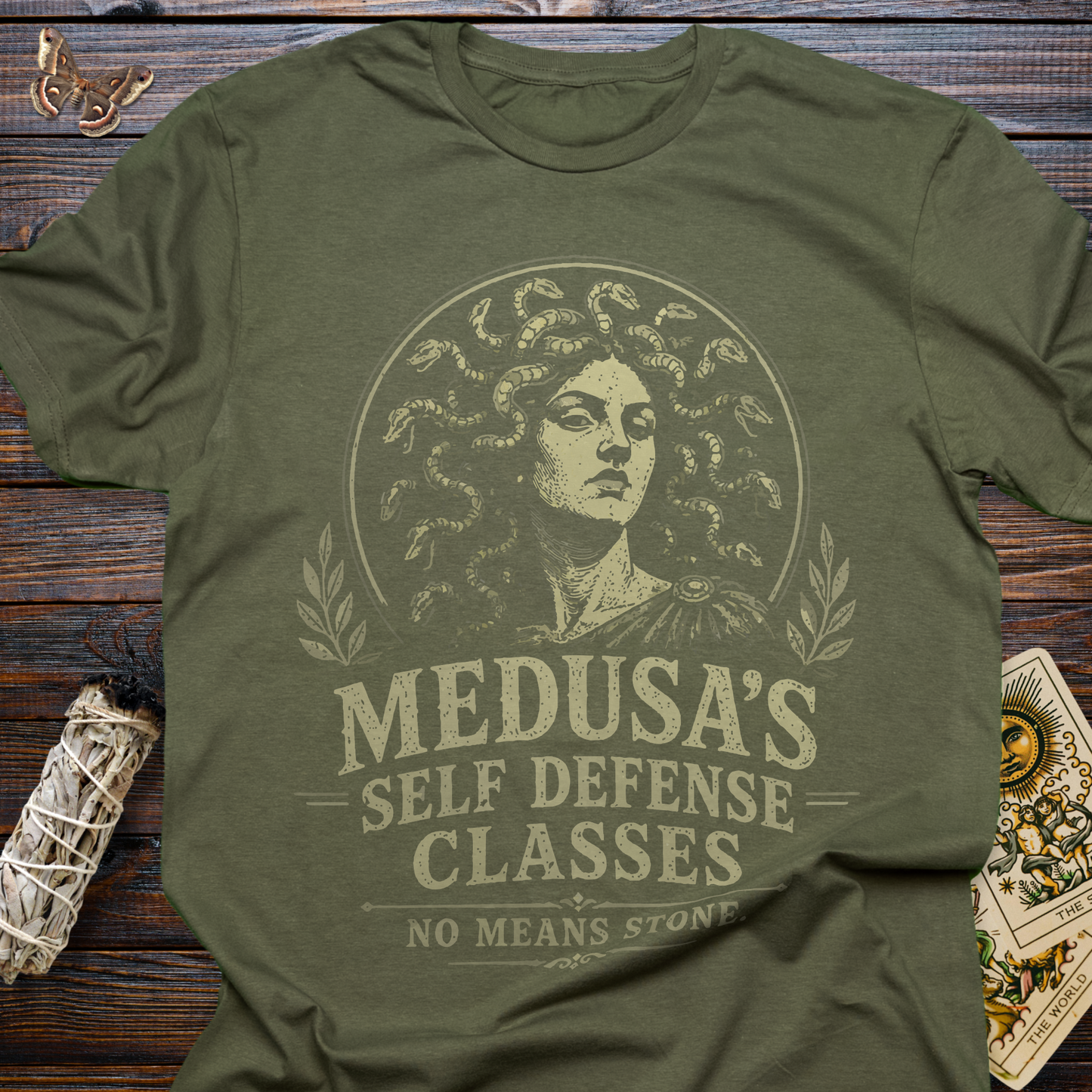 Medusa's Self Defense Classes No Means Stone T-Shirt